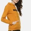 Showcasing women’s customizable cotton fleece hoodies in different colors and designs.