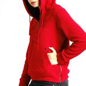 Various women’s custom cotton fleece hoodies on display, showcasing color and design options.