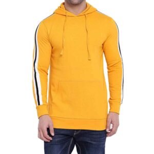 Casual cotton fleece hoodie in a range of colors and sizes for bulk purchases.