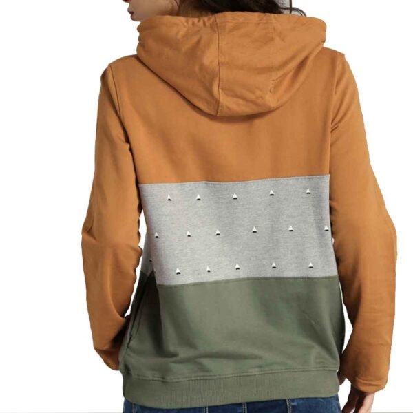 Cozy women’s hoodie in soft cotton fleece, ready for customization.
