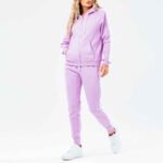 Comfortable women’s cotton-blend fleece tracksuit with a zip-up top and coordinating pants for a stylish look.