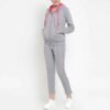 Women fleece tracksuit with a zip-up jacket and coordinating pants, designed for comfort and everyday use.