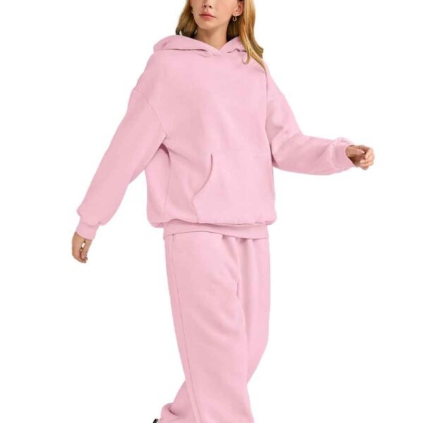 Cozy and stylish women’s cotton fleece tracksuit, designed for personalization and casual wear.