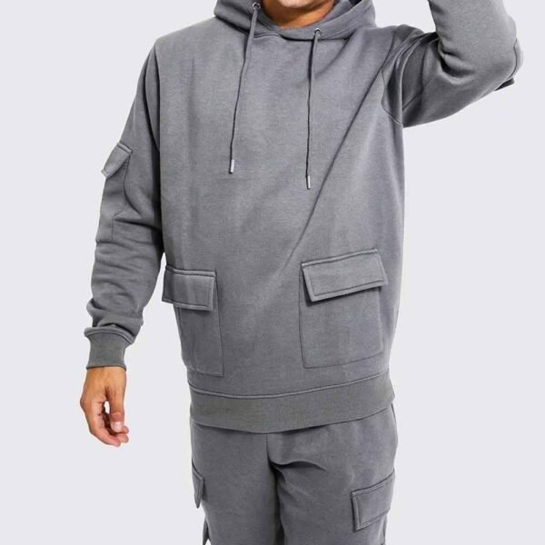 Close-up view of a premium cotton fleece tracksuit for men, perfect for active lifestyles.