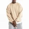 Organic 100% Cotton Fleece Sweatshirt in natural white, showcasing soft and eco-friendly fabric