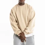 Organic 100% Cotton Fleece Sweatshirt in natural white, showcasing soft and eco-friendly fabric