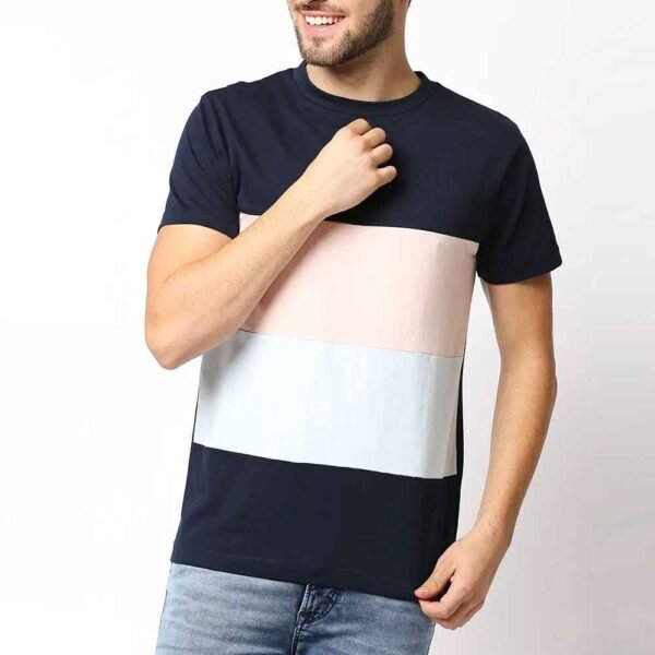 Custom-designed t-shirts for men, made from cotton polyester jersey fabric, perfect for bulk buying.