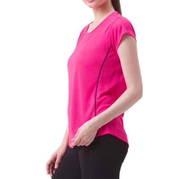 Women’s cotton-polyester blend t-shirt with crew neck, perfect for casual or custom wear.