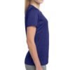 Fitted women’s T-shirt from an angle, showcasing contour and fabric stretch