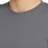 Close-up of a men's jersey t-shirt, made with a cotton/polyester blend for a relaxed fit.