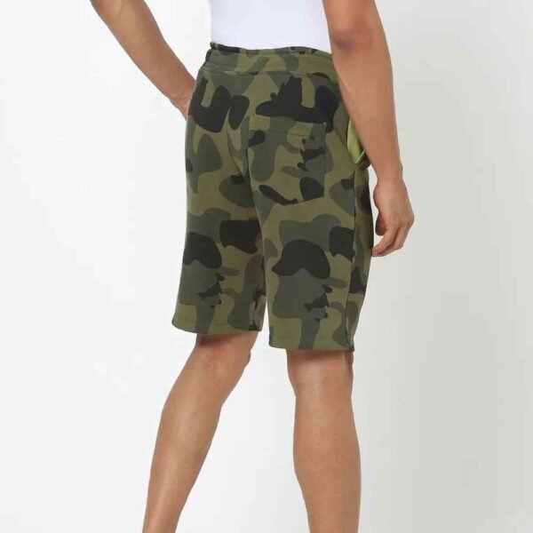 Angled view of French Terry cotton shorts, emphasizing natural drape and everyday versatility.