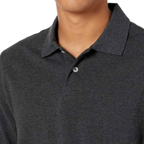 Fabric close-up of a customizable men’s polo shirt made from soft pique cotton.