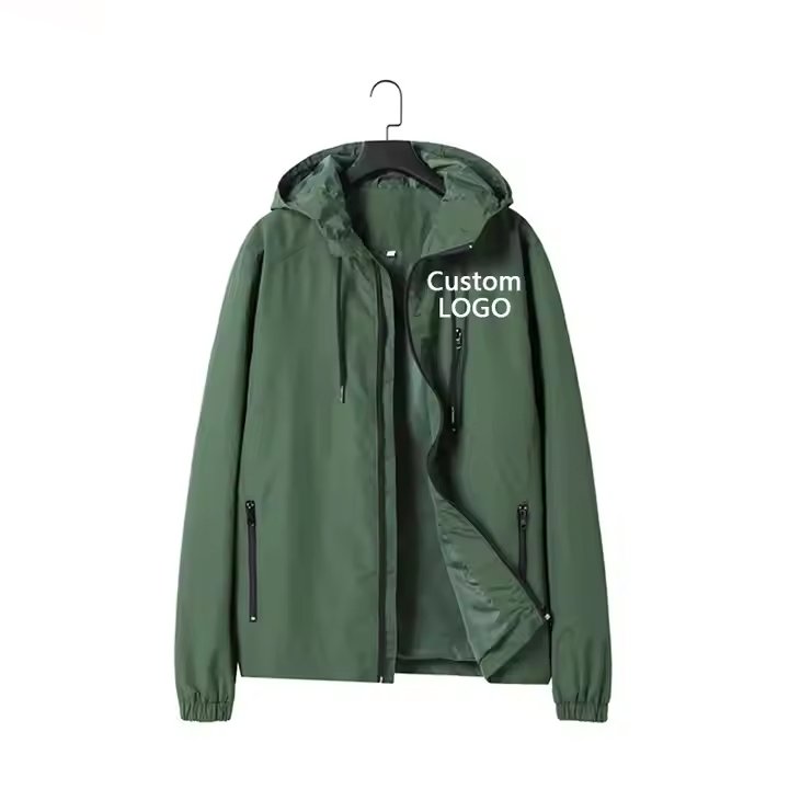 Custom Men Waterproof Anorak by EspectOne – Lightweight Solid Zipper Windbreaker for Outdoor and B2B Apparel Brands