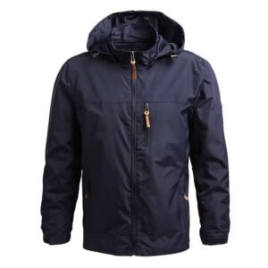 EspectOne Custom Unisex Bomber Hoodie – Navy Windbreaker Jacket for Men and Women with Zip-Up Design