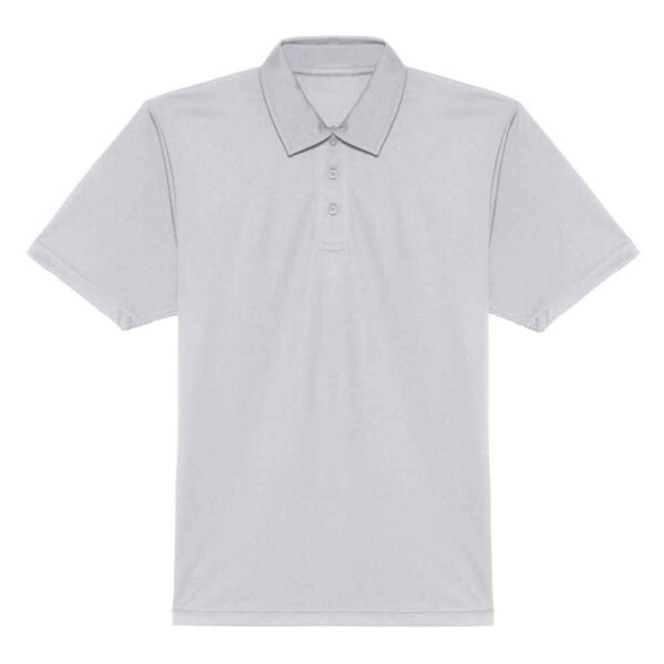 Men’s short-sleeve cotton polo shirt shown from front and side.