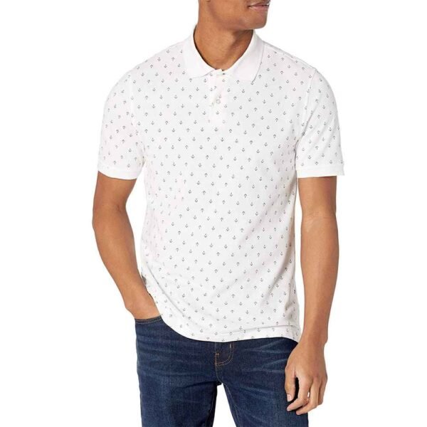 High-quality product shot of a casual men’s cotton/polyester polo shirt.