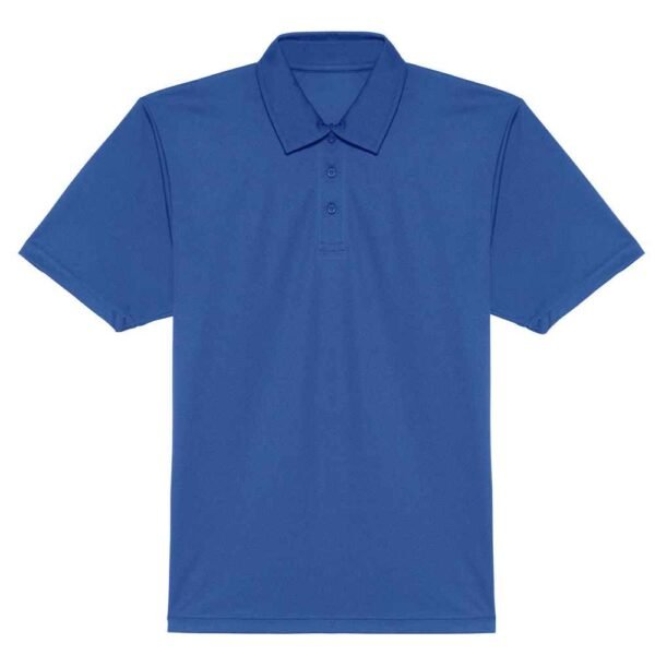 Sustainable organic polo shirt with short sleeves and ribbed collar.