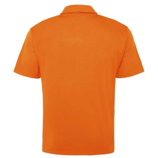 Organic cotton polo shirt displayed from the back, highlighting eco-friendly texture.