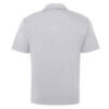 Back view of men’s cotton polo shirt on mannequin, highlighting fit and cut.