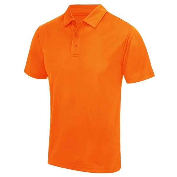 Organic cotton piqué polo shirt laid flat, highlighting buttons and ribbed collar.