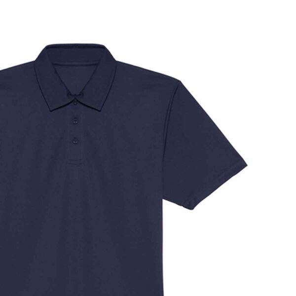 Organic cotton piqué shirt backside image, emphasizing fabric flow and seams.