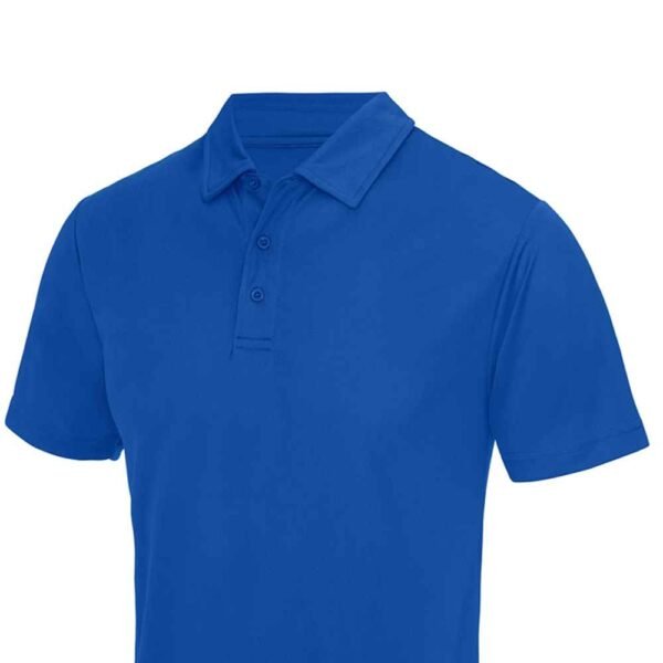 Rear view of organic cotton polo shirt laid flat, showing clean and natural finish.