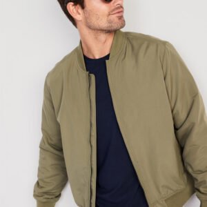 Men’s Custom Bomber Jacket – Ribbed Zip-Up, Water-Resistant