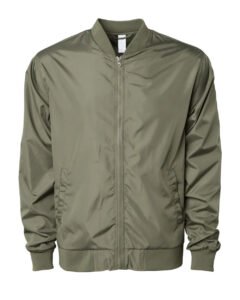 Fully customizable men’s bomber jacket in breathable windbreaker fabric, ideal for B2B orders.