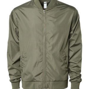 Fully customizable men’s bomber jacket in breathable windbreaker fabric, ideal for B2B orders.