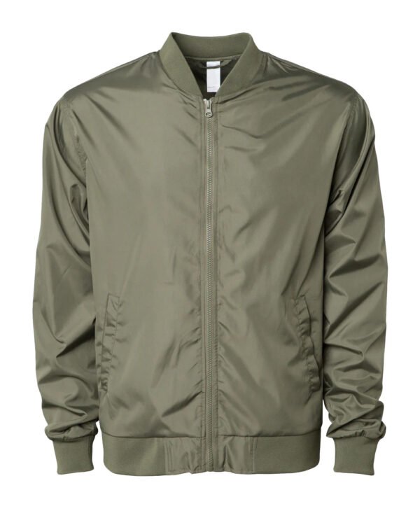 Fully customizable men’s bomber jacket in breathable windbreaker fabric, ideal for B2B orders.